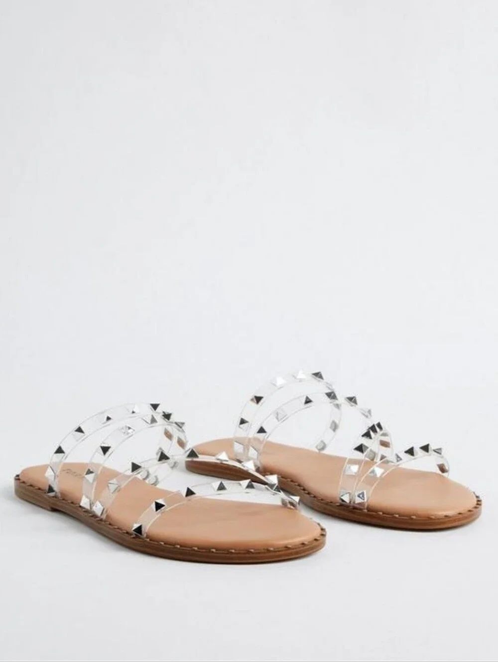 Torrid 7WW Studded Clear Strappy Flat Sandals - New